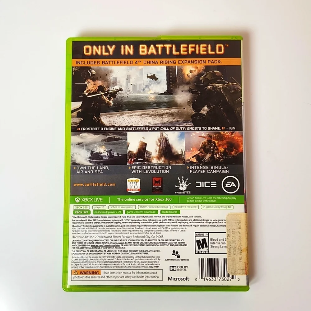 XBOX 360 Game Battlefield 4 - 2 Discs Cleaned & Tested